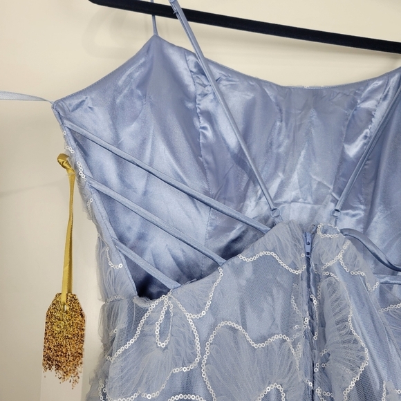 Say Yes Junior's Sequin-And-Lace Strappy Ball Gown in Sky Blue - Picture 10 of 14